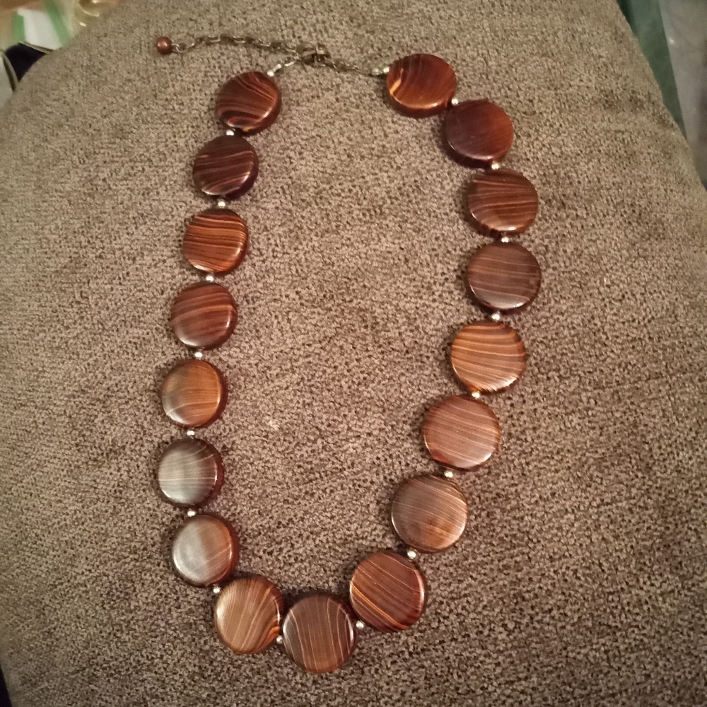 Tiger eye wooden Chocker Neclace